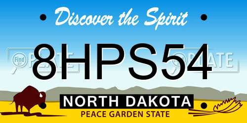 8HPS54 North Dakota License Plate