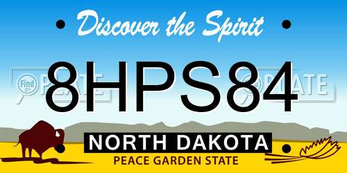 8HPS84 North Dakota License Plate