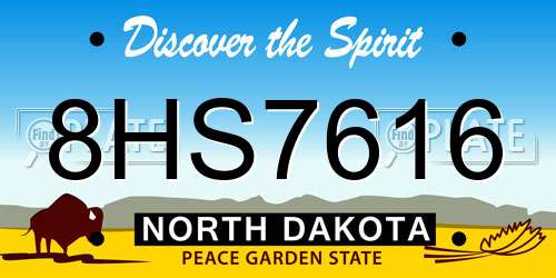 8HS7616 North Dakota License Plate