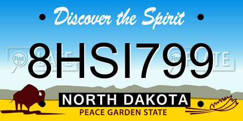 8HSI799 North Dakota License Plate