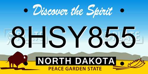 8HSY855 North Dakota License Plate