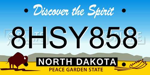 8HSY858 North Dakota License Plate