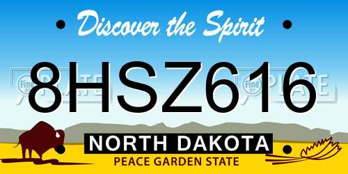8HSZ616 North Dakota License Plate