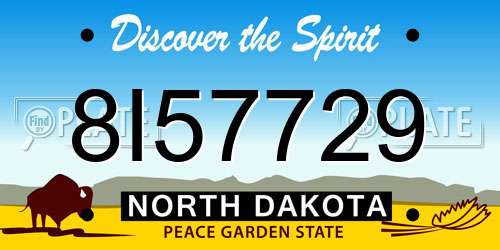 8I57729 North Dakota License Plate