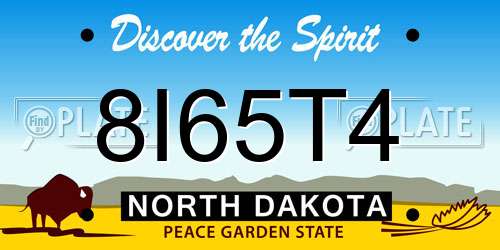 8I65T4 North Dakota License Plate