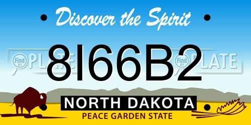 8I66B2 North Dakota License Plate