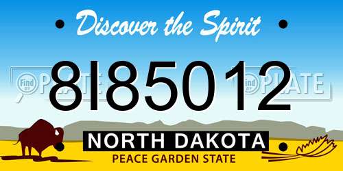 8I85012 North Dakota License Plate