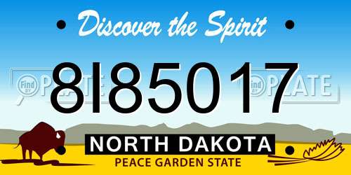8I85017 North Dakota License Plate