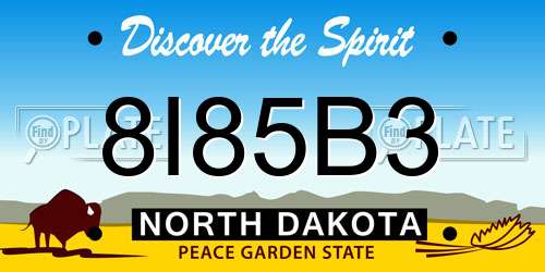 8I85B3 North Dakota License Plate
