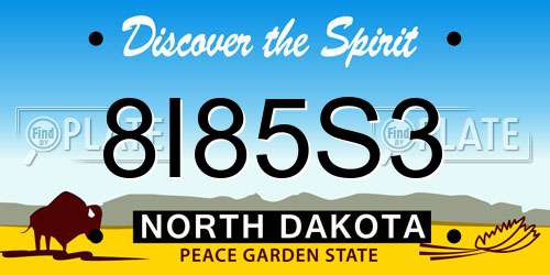 8I85S3 North Dakota License Plate