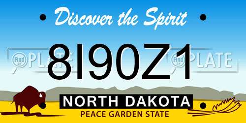 8I90Z1 North Dakota License Plate