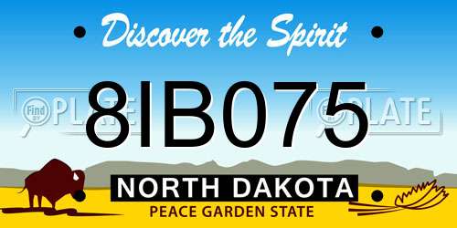 8IB075 North Dakota License Plate