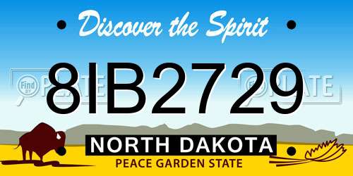8IB2729 North Dakota License Plate