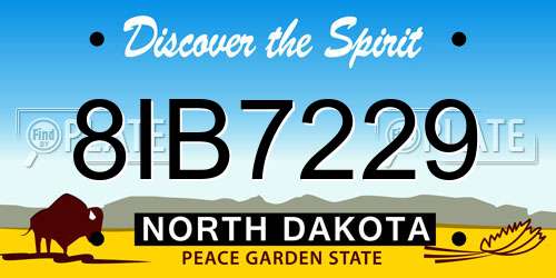 8IB7229 North Dakota License Plate