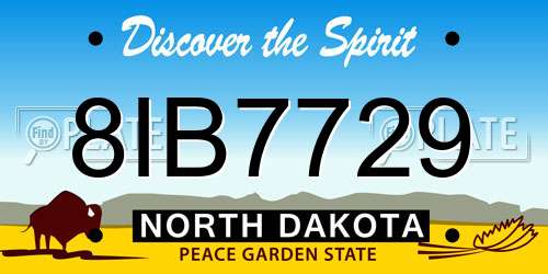8IB7729 North Dakota License Plate