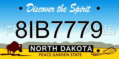 8IB7779 North Dakota License Plate