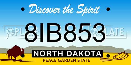 8IB853 North Dakota License Plate