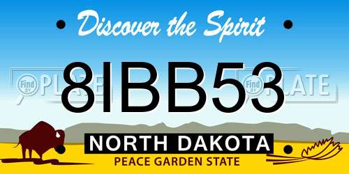 8IBB53 North Dakota License Plate