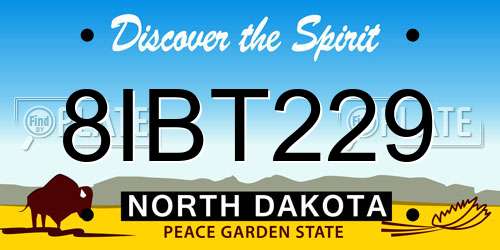 8IBT229 North Dakota License Plate