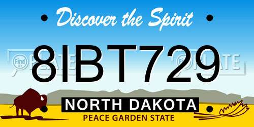 8IBT729 North Dakota License Plate