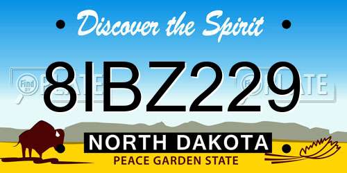8IBZ229 North Dakota License Plate