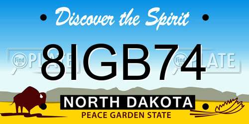 8IGB74 North Dakota License Plate