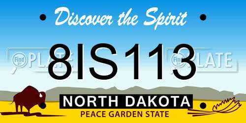 8IS113 North Dakota License Plate