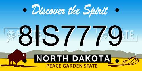8IS7779 North Dakota License Plate