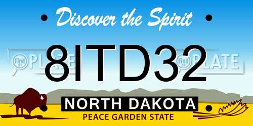 8ITD32 North Dakota License Plate