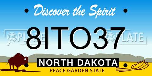 8ITO37 North Dakota License Plate