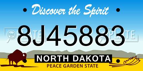 8J45883 North Dakota License Plate