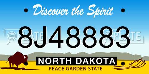 8J48883 North Dakota License Plate