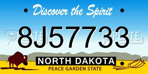 8J57733 North Dakota License Plate