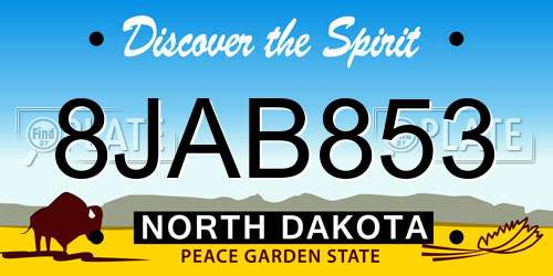 8JAB853 North Dakota License Plate