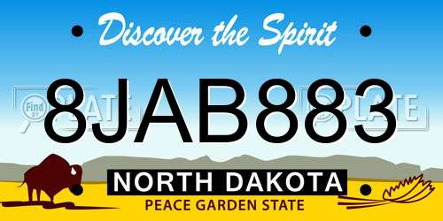 8JAB883 North Dakota License Plate
