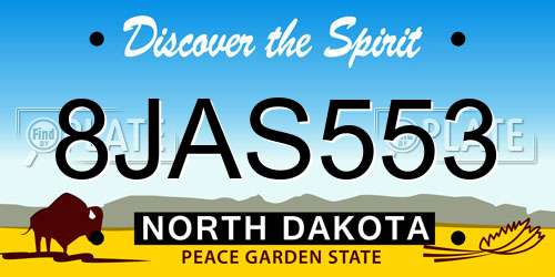 8JAS553 North Dakota License Plate