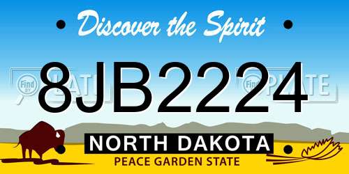 8JB2224 North Dakota License Plate