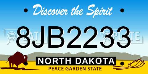 8JB2233 North Dakota License Plate