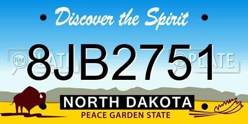 8JB2751 North Dakota License Plate