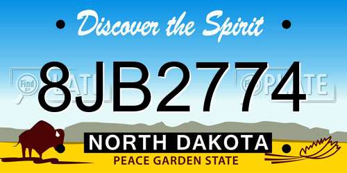 8JB2774 North Dakota License Plate