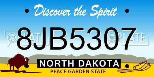 8JB5307 North Dakota License Plate