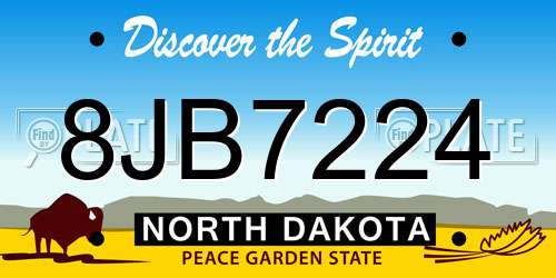 8JB7224 North Dakota License Plate