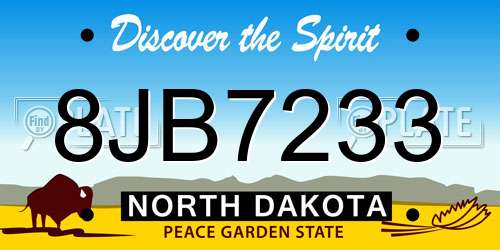 8JB7233 North Dakota License Plate