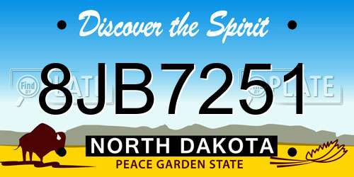 8JB7251 North Dakota License Plate