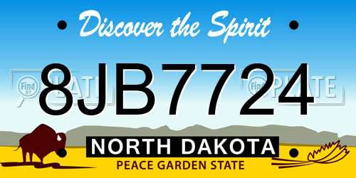 8JB7724 North Dakota License Plate