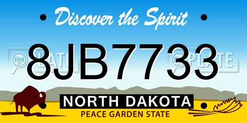 8JB7733 North Dakota License Plate