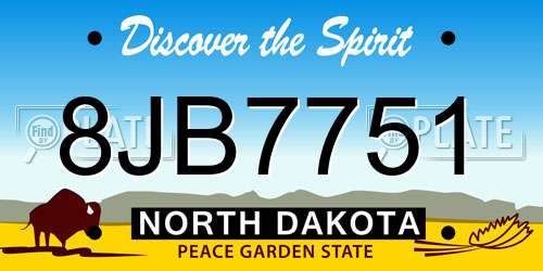 8JB7751 North Dakota License Plate