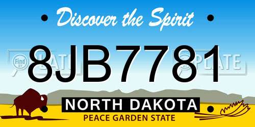 8JB7781 North Dakota License Plate