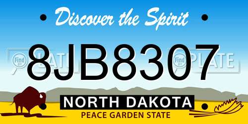 8JB8307 North Dakota License Plate