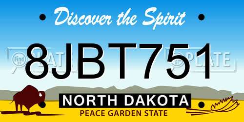 8JBT751 North Dakota License Plate